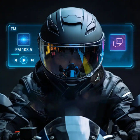 Moman CP-X allows the rider to talk to fellow riders and listen to the FM at the same time.