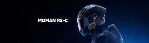 Moman RS-C headset for motorcycle riders is in a black rectangle shape.