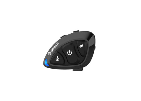 Moman RS-S wireless motorcycle headset has 5 buttons on the control unit.